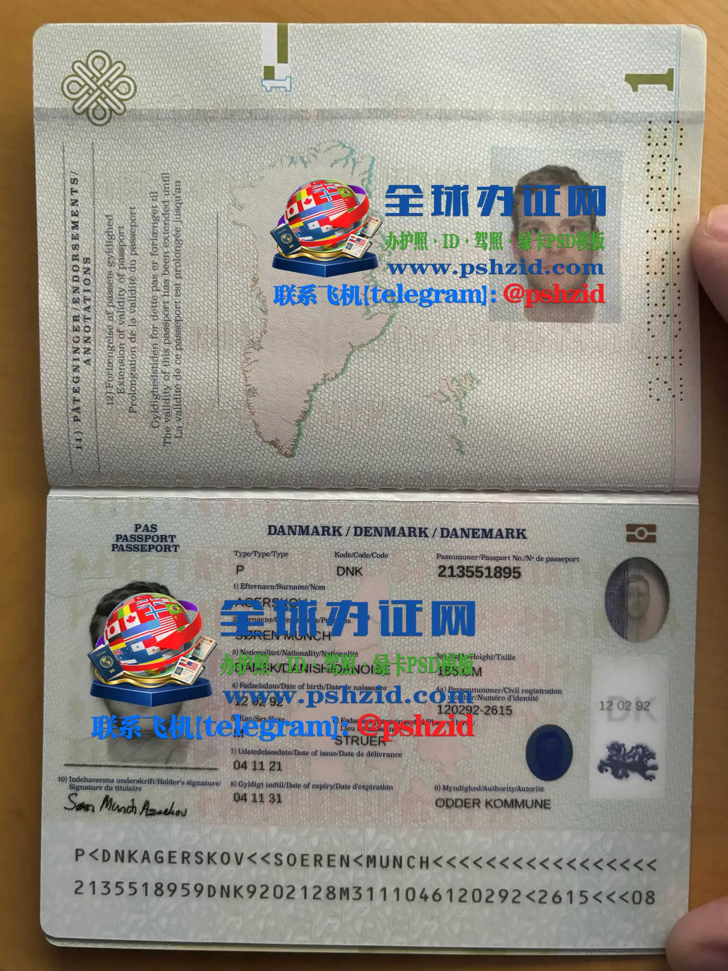 丹麦护照样本Danish passport(dansk pas)