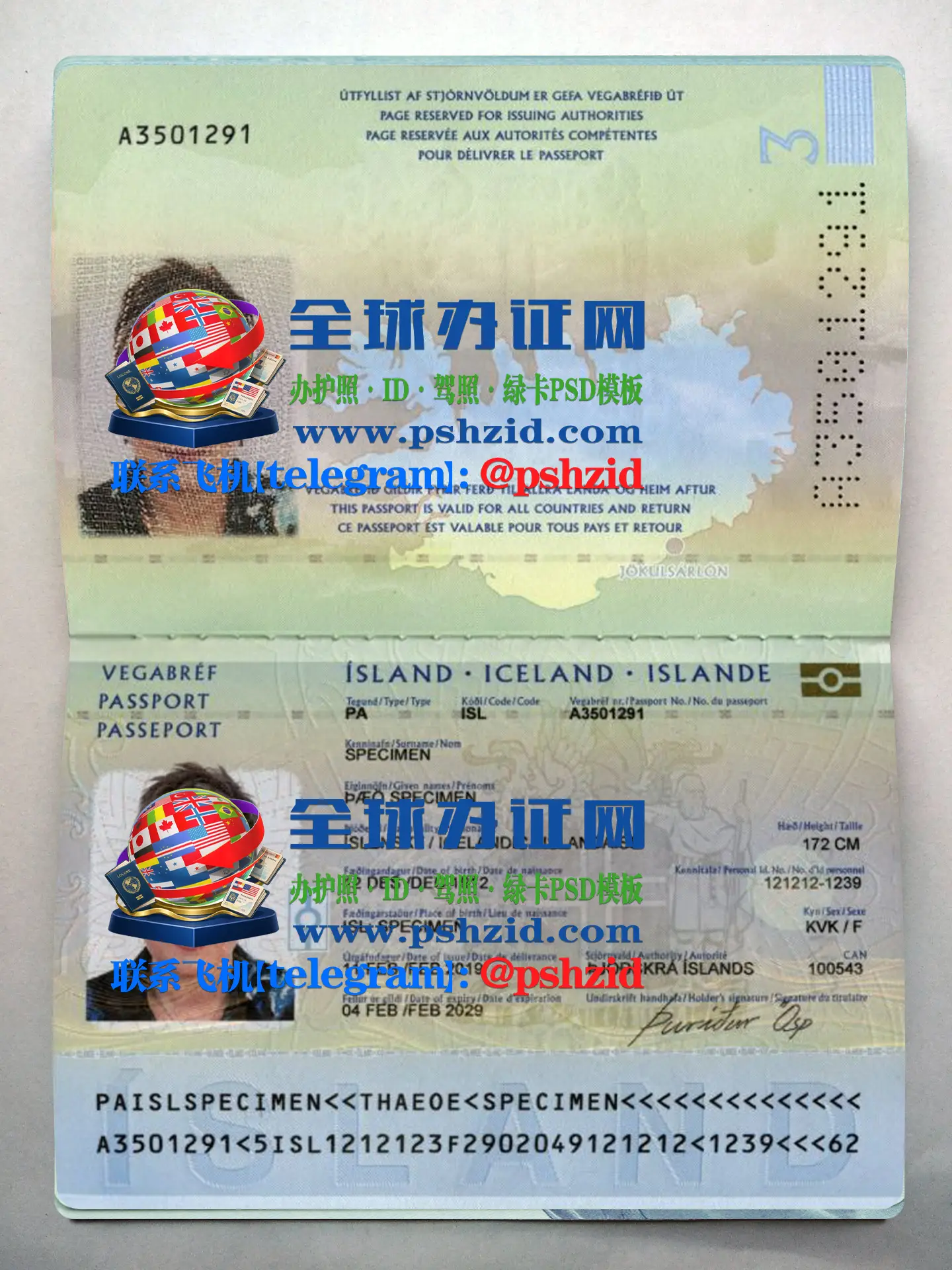 冰岛护照样本Icelandic passport