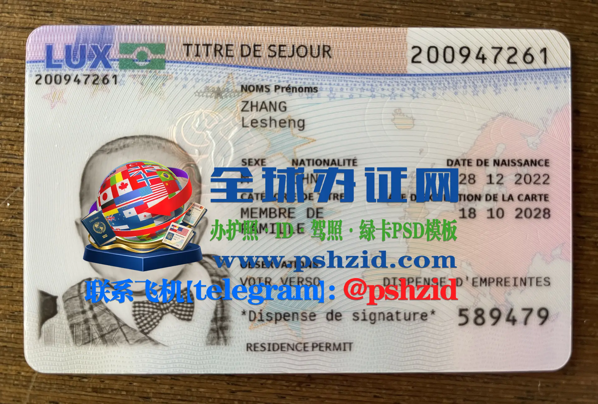 卢森堡居留证样本Luxembourg Residence Permit