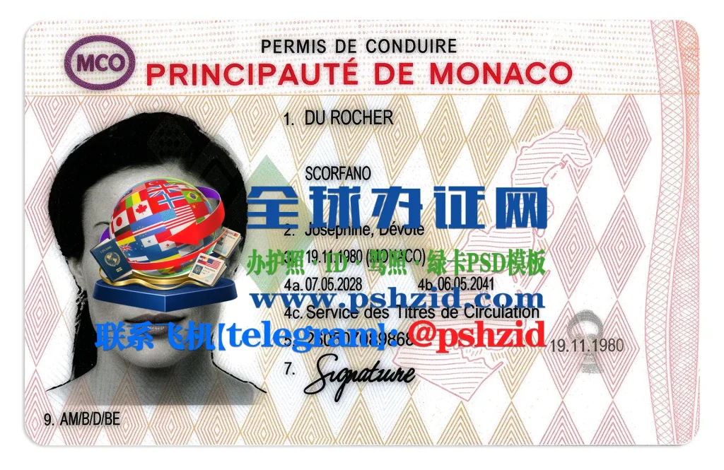 摩纳哥驾照样本Monaco-driver's-license