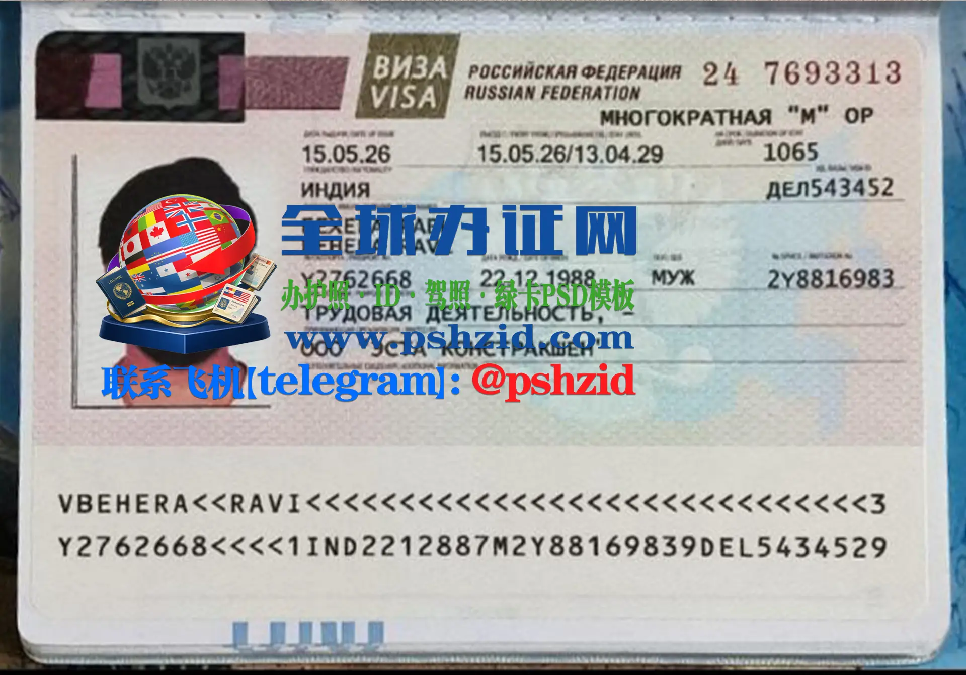 俄罗斯签证样本Russian Visa