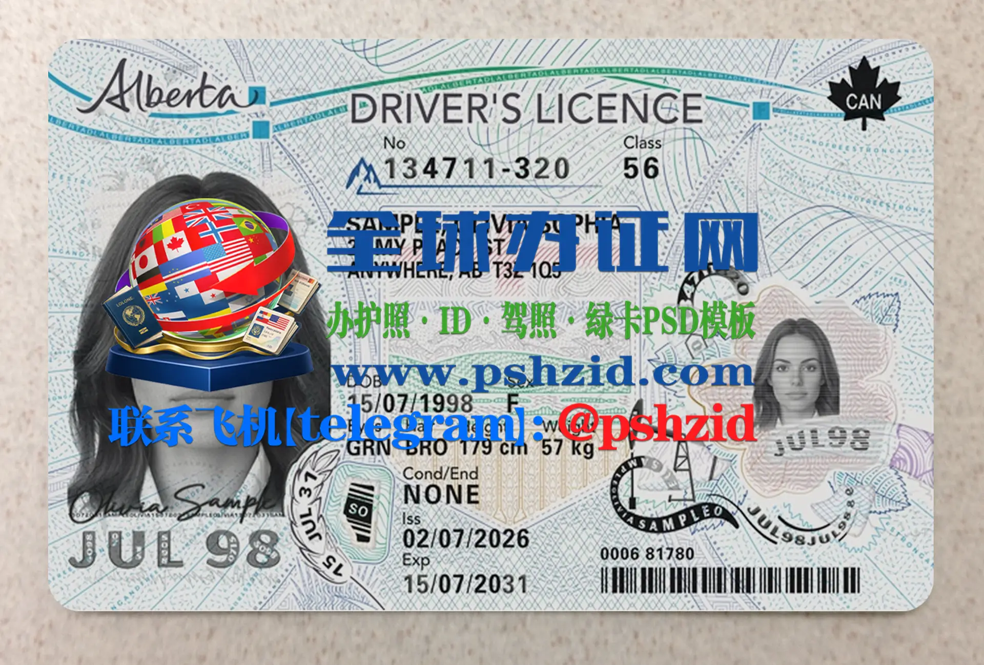 阿尔伯塔省驾照样本Alberta driver's license(新版)