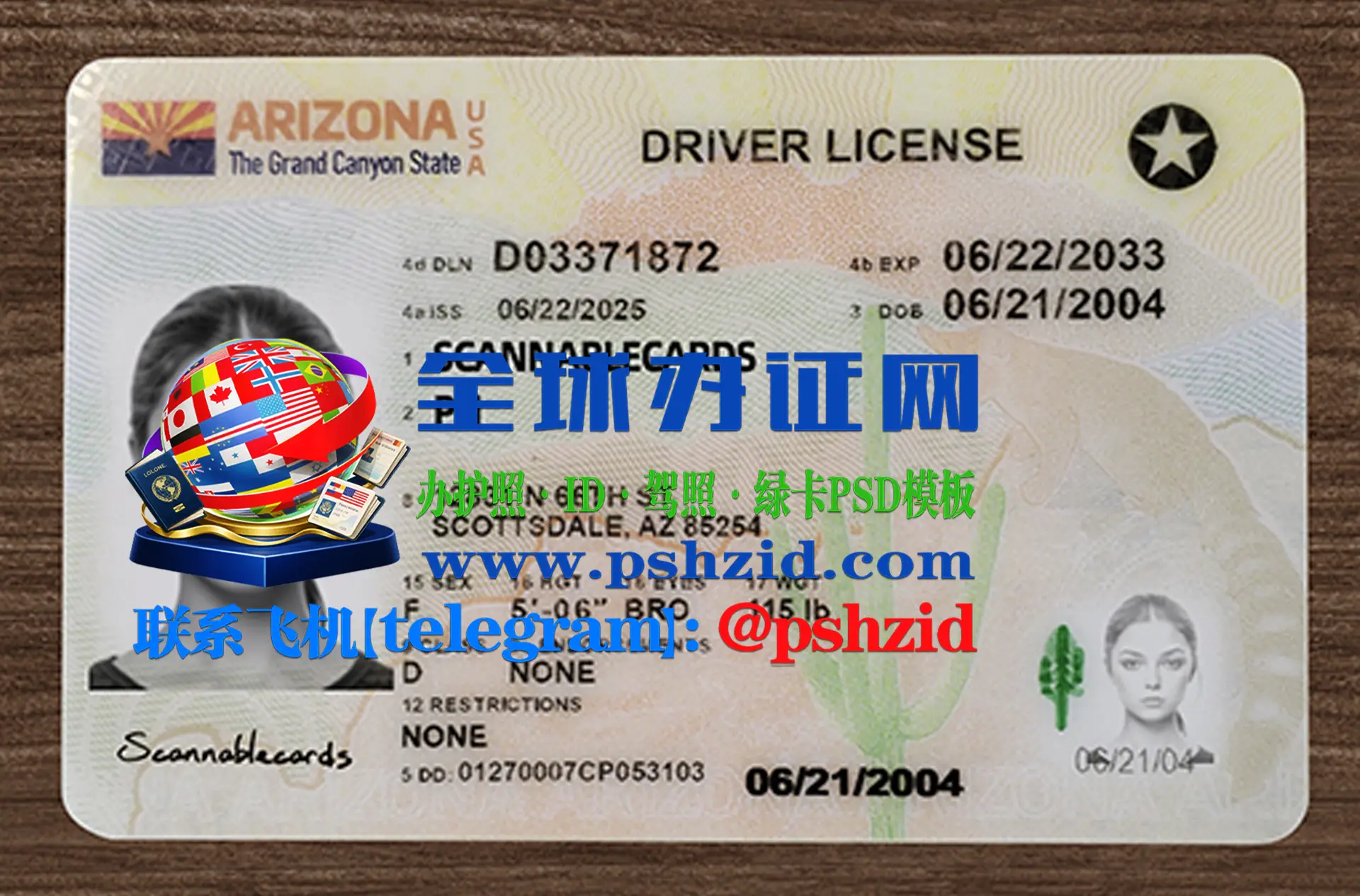 亚利桑那州驾照样本Arizona driver's license