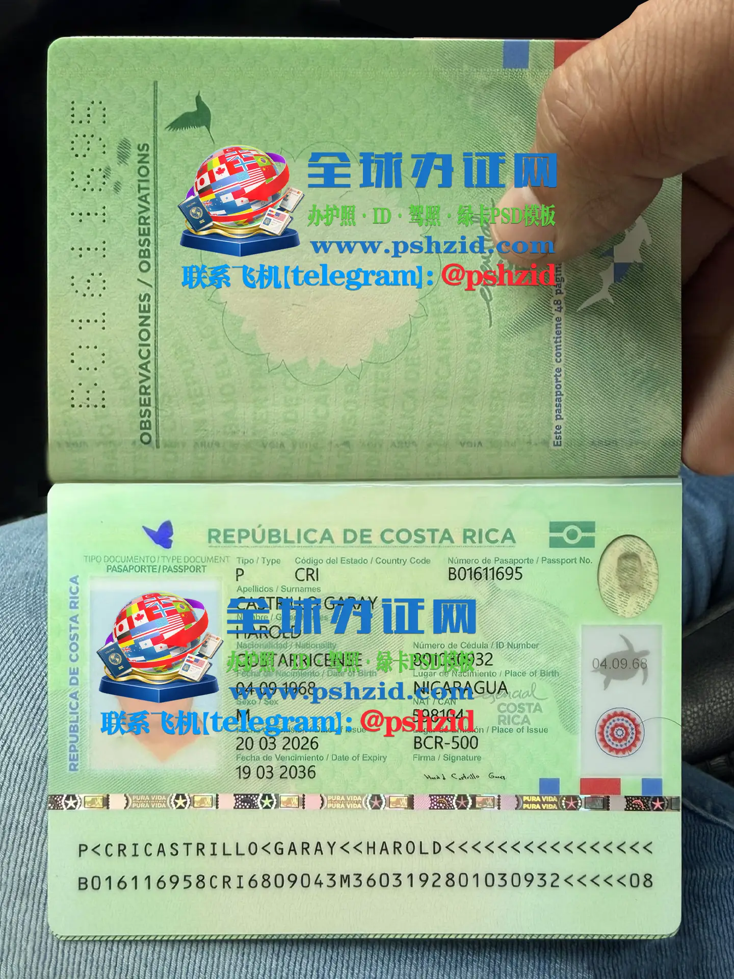 哥斯达黎加护照样本Costa Rican passport