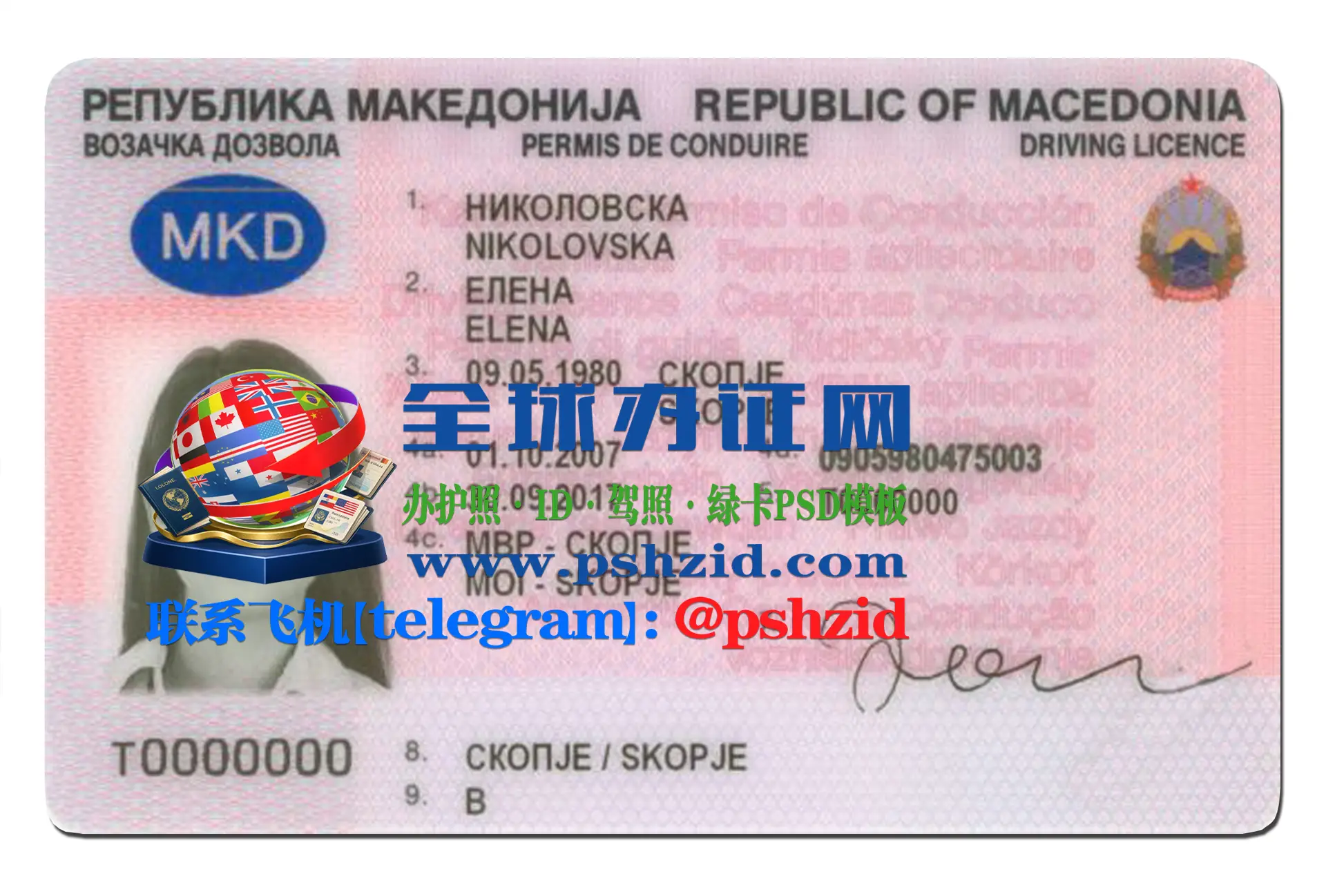 北马其顿驾照样本North Macedonia driver's license