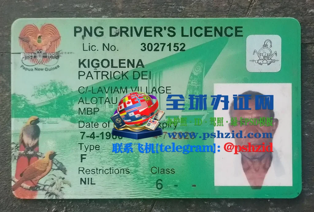巴布亚新几内亚驾照样本Papua New Guinea driver's license
