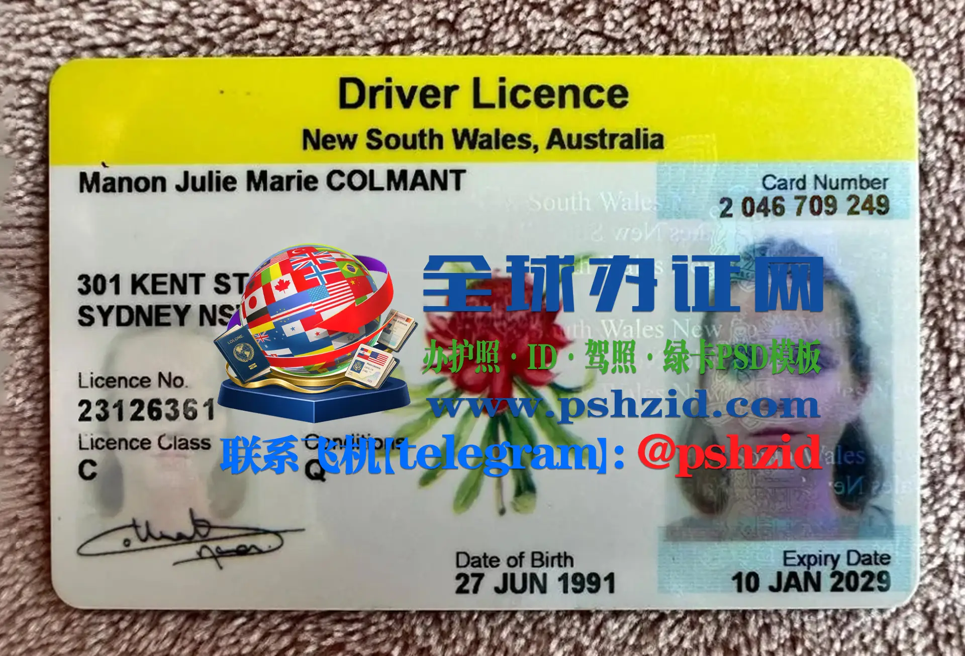 悉尼新南威尔士州驾照样本Sydney New South Wales driver's license
